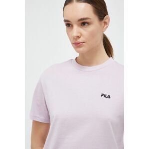 Bavlnené tričko Fila ružová farba