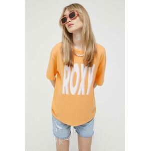 Bavlnené tričko Roxy oranžová farba