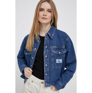 Rifľová košeľa Calvin Klein Jeans dámska, voľný strih, s klasickým golierom