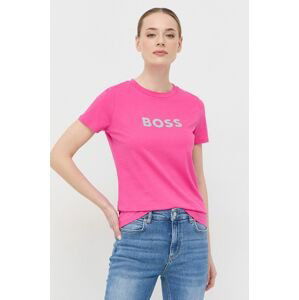 Bavlnené tričko BOSS x Alica Schmidt ružová farba