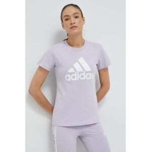 Bavlnené tričko adidas fialová farba