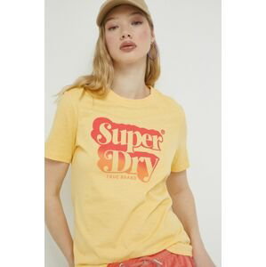 Bavlnené tričko Superdry žltá farba