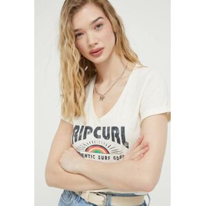 Bavlnené tričko Rip Curl béžová farba