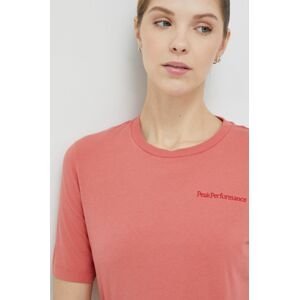 Bavlnené tričko Peak Performance ružová farba