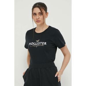 Bavlnené tričko Hollister Co. čierna farba