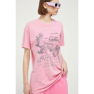 Bavlnené tričko Hollister Co. ružová farba