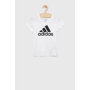 Detské bavlnené tričko adidas G BL biela farba