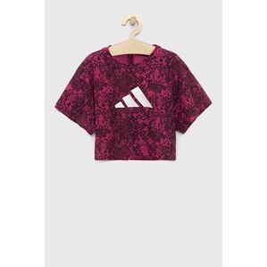 Detské tričko adidas G TI AOP TEE ružová farba