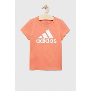 Detské bavlnené tričko adidas G BL oranžová farba