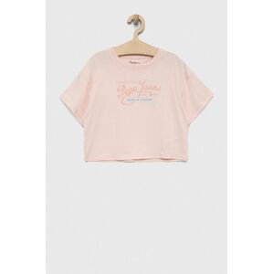 Detské bavlnené tričko Pepe Jeans Non-denim ružová farba