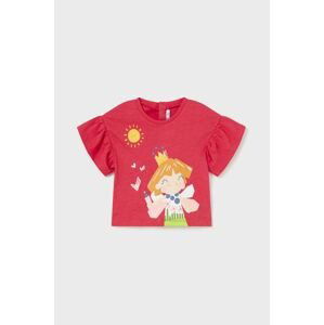 Detské bavlnené tričko Mayoral červená farba
