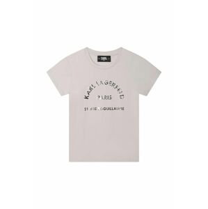 Detské bavlnené tričko Karl Lagerfeld béžová farba