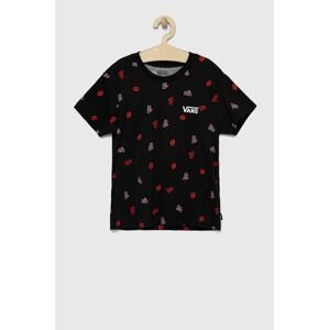 Bavlnené tričko Vans VALENTINES PRINT BOXY Black čierna farba