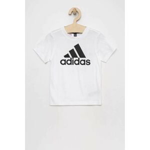 Detské bavlnené tričko adidas LK BL CO biela farba, s potlačou