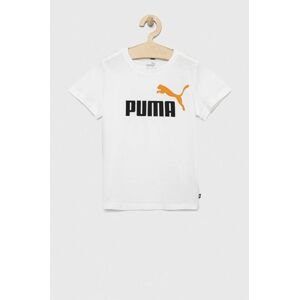 Detské bavlnené tričko Puma ESS+ 2 Col Logo Tee B biela farba, s potlačou