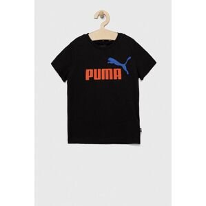 Detské bavlnené tričko Puma ESS+ 2 Col Logo Tee B čierna farba, s potlačou