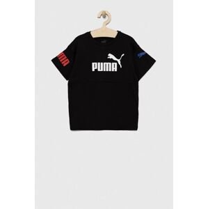 Detské bavlnené tričko Puma PUMA POWER Tee B čierna farba, s potlačou