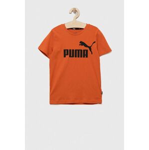 Detské bavlnené tričko Puma ESS Logo Tee B oranžová farba, s potlačou