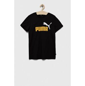 Bavlnené tričko Puma ESS+ 2 Col Logo Tee B čierna farba, s potlačou