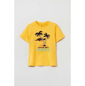 Detské bavlnené tričko OVS žltá farba, s potlačou