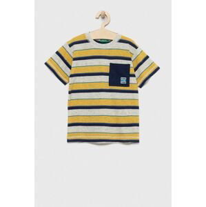 Detské tričko United Colors of Benetton šedá farba, vzorovaný