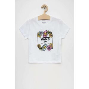 Detské bavlnené tričko Vans ELEVATED FLORAL CREW White biela farba, s potlačou