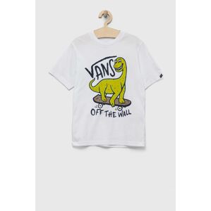 Detské bavlnené tričko Vans DINOSK8 SS White biela farba, s potlačou