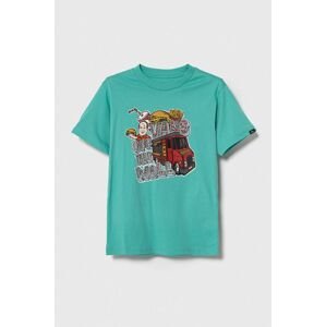 Detské bavlnené tričko Vans VAN DOREN BBQ SS WATERFALL tyrkysová farba, s potlačou