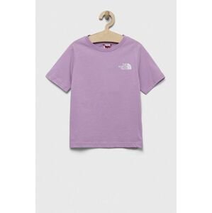Detské bavlnené tričko The North Face fialová farba, s potlačou