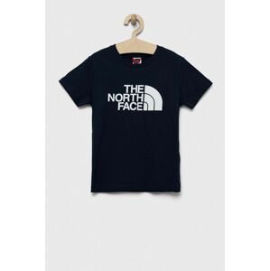 Detské bavlnené tričko The North Face tmavomodrá farba, s potlačou