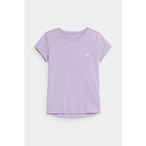 Detské bavlnené tričko 4F fialová farba, jednofarebný