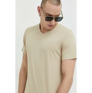 Bavlnené tričko Solid béžová farba, jednofarebné