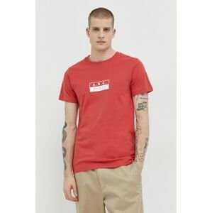 Bavlnené tričko Solid červená farba, s potlačou