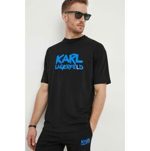 Tričko Karl Lagerfeld pánske čierna farba, s potlačou