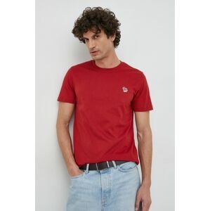 Bavlnené tričko PS Paul Smith červená farba, jednofarebné