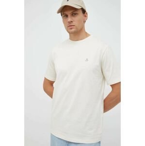 Bavlnené tričko Marc O'Polo béžová farba, jednofarebné