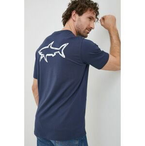 Bavlnené tričko Paul&Shark tmavomodrá farba, s potlačou