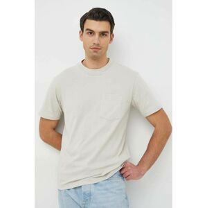 Bavlnené tričko GAP béžová farba, jednofarebné