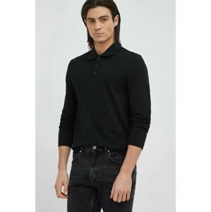 Bavlnené tričko s dlhým rukávom Tiger Of Sweden čierna farba, jednofarebné