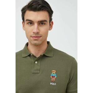 Bavlnené polo tričko Polo Ralph Lauren zelená farba, s nášivkou