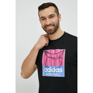 Bavlnené tričko adidas Originals čierna farba, s potlačou