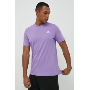 Bavlnené tričko adidas fialová farba, jednofarebné