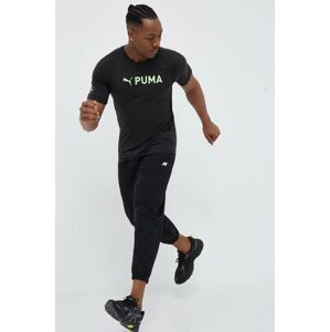 Tréningové tričko Puma Fit Ultrabreathe Triblend čierna farba, s potlačou