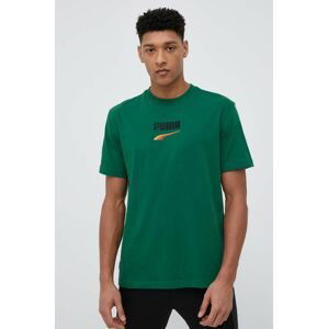 Bavlnené tričko Puma 538248-37, zelená farba, s nášivkou