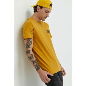 Bavlnené tričko Jack & Jones žltá farba, s potlačou
