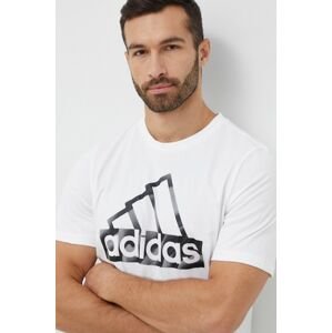 Bavlnené tričko adidas biela farba, s potlačou