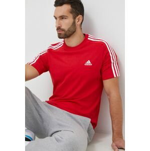 Bavlnené tričko adidas červená farba, vzorované
