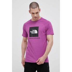 Bavlnené tričko The North Face fialová farba, s potlačou