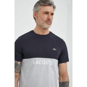 Bavlnené tričko Lacoste šedá farba, vzorované
