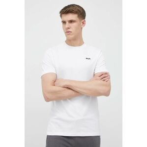Bavlnené tričko Fila biela farba, jednofarebné